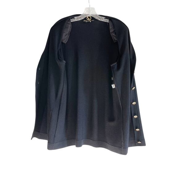 St. John Women’s Black Santana Knit Long V-Neck Button Front Cardigan - Picture 5 of 8